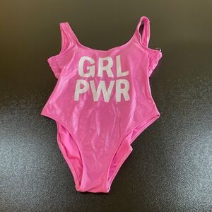 No Boundaries GRL PWR One Piece‎ Swimsuit Pink Sparkle Sleeveless Womens Small